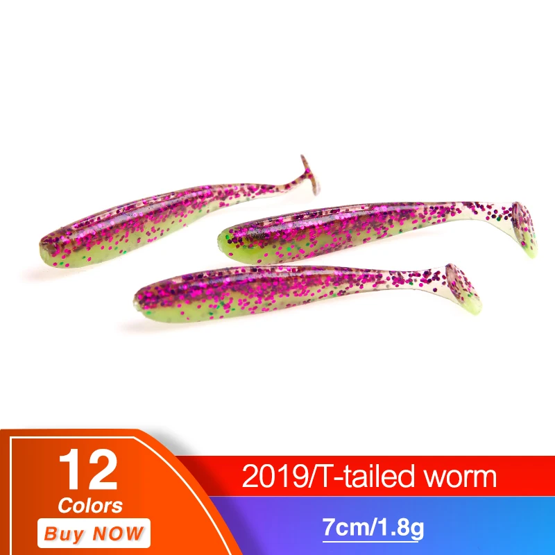 

HAODIAOZHE 10Pcs Worm Soft Bait Fishing Lure 7cm 1.8g Artificial Silicone Minnow Wobbler Vivid Easy Shiner Swim Bait Pesca YU371