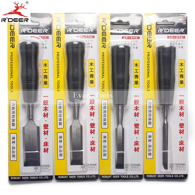 Деревянное долото RDEER 4 шт. 1 ''/3/4''/1/2 ''/1/4'' короткая ручка прямой