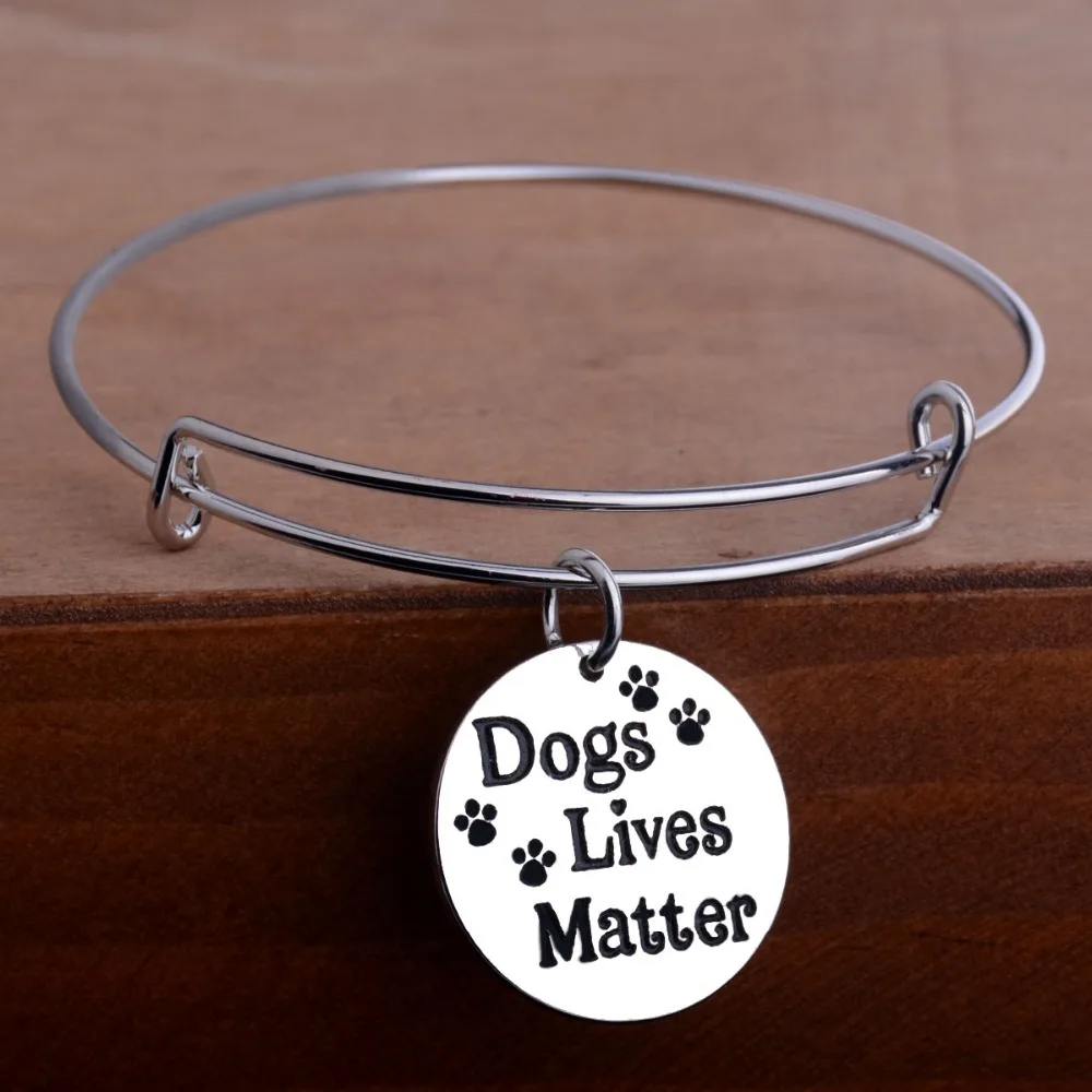 Buy Dogs Lives Matter Pendant Paws Print Dog Tag Charm Bangle Jewelry Women Men