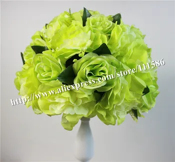 

SPR -green 10pcs/lot wedding road lead artificial wedding table rose flower wall center flower ball decoration