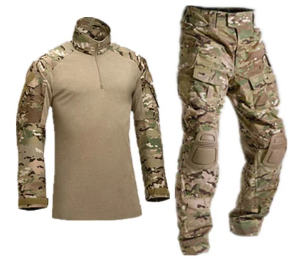 HANWILD Мужская Тактическая Военная Униформа Рубашка армейские боевые охотничьи брюки с наколенниками камуфляжная тренировочная Треккинговая одежда S19 - Цвет: CP Camo