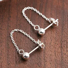 925 Чистое серебро 4 мм Золотая шариковая цепь серьги для женщин ушные манжеты серьги простые тонкие цепи накладные Серьги Подарки Ювелирные Изделия