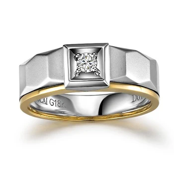 

GVBORI 18K Natural White Gold Diamond Colored Ring Men's Jewelry For Wedding/Engagement Round Fine Jewelry Free Shipping