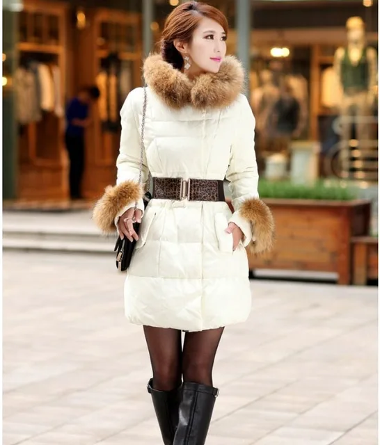 Best price at $126 Cheap Free shipping 2016 New Women M to 3XL Solid Slim Black Red Yellow 6 color 4 size Down with Fur Collar Hat