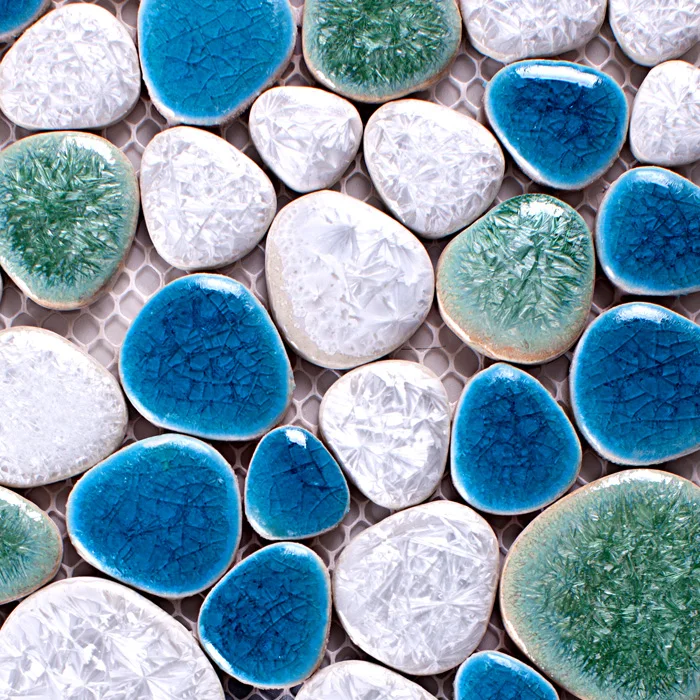 Porcelain Sky Blue Mixed Lake Green White Pebble Ceramic Mosaic Tile Porcelain Sky Blue Mixed Lake Green White Pebble Ceramic Mosaic Tile Bathroom Floor Kitchen Backsplash In Wallpapers From Home Improvement On