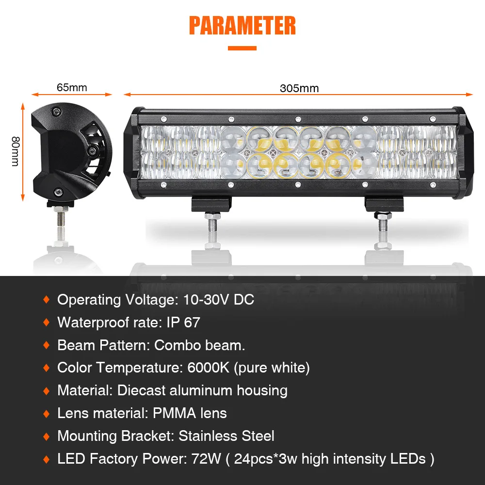 Комбинированные балки 12 В 24 В 5D 12 ''72 Вт светодиодный Рабочая подсветка для Jeep автомобильный Трактор Лодка внедорожный 4WD 4x4 грузовик внедорожник ATV MPV УАЗ DRL