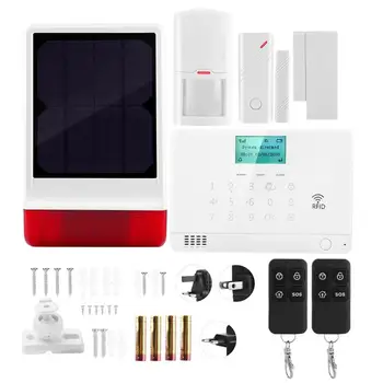 

JDW06 +2 Remote control Alarm System Kits Wireless House Alarm Security Sound Light Alarm Solar Powered Siren 110-240V