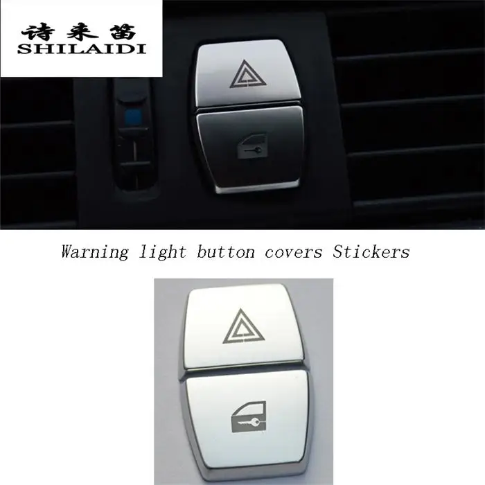Стайлинга автомобилей спереди Предупреждение Свет наклейки для кнопок декоративная рамка Крышка Накладка для BMW 5/6/7 серии f10 GT F07 F01 авто аксессуары - Название цвета: Silver