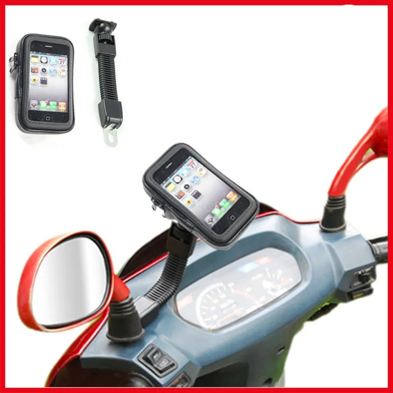 

Universal Waterproof Motorcycle Phone Holder Bike Rear View Mirror Mount Case Phone Bag Stand GPS Bracket For Huawei p8 p9 plus