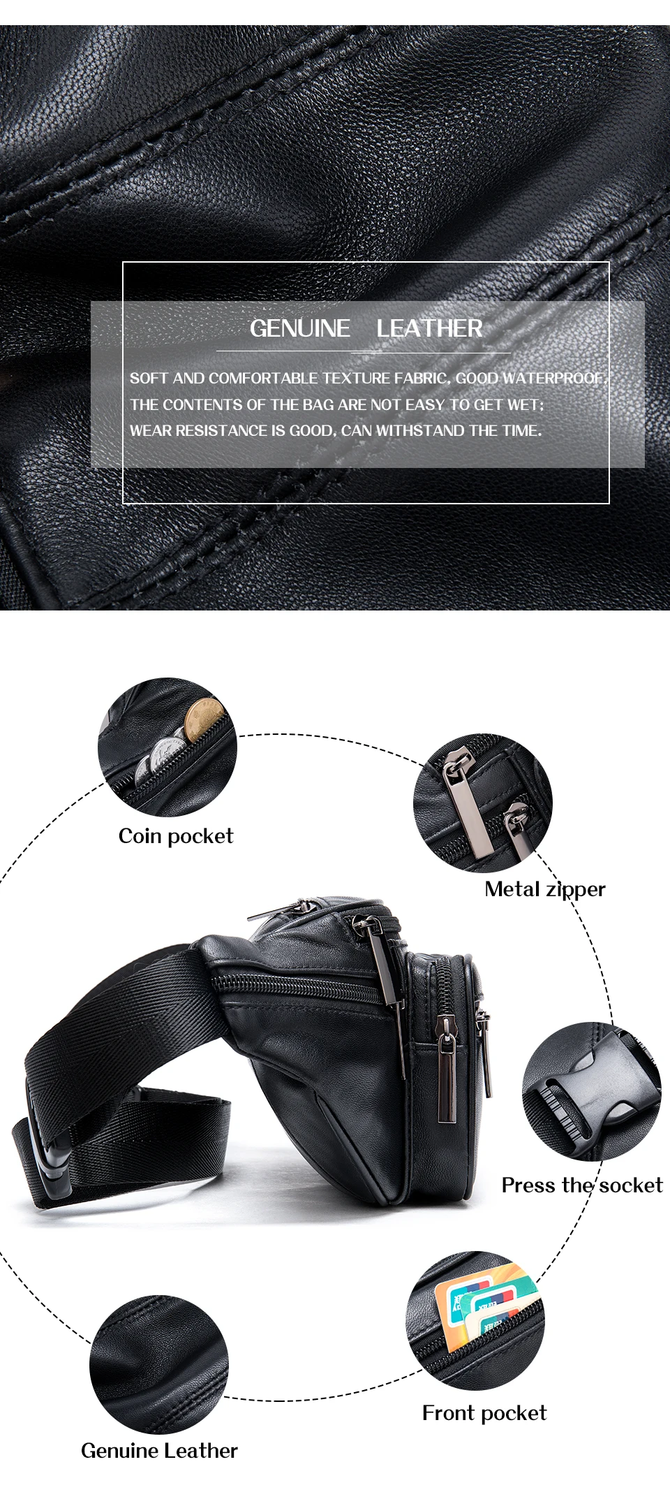 WESTAL Men's Waist Bag Genuine Leather Belt Bag Men Multifunction Male Fanny Pack Hip Bags for Phone/Money Travel Men Waist Pack