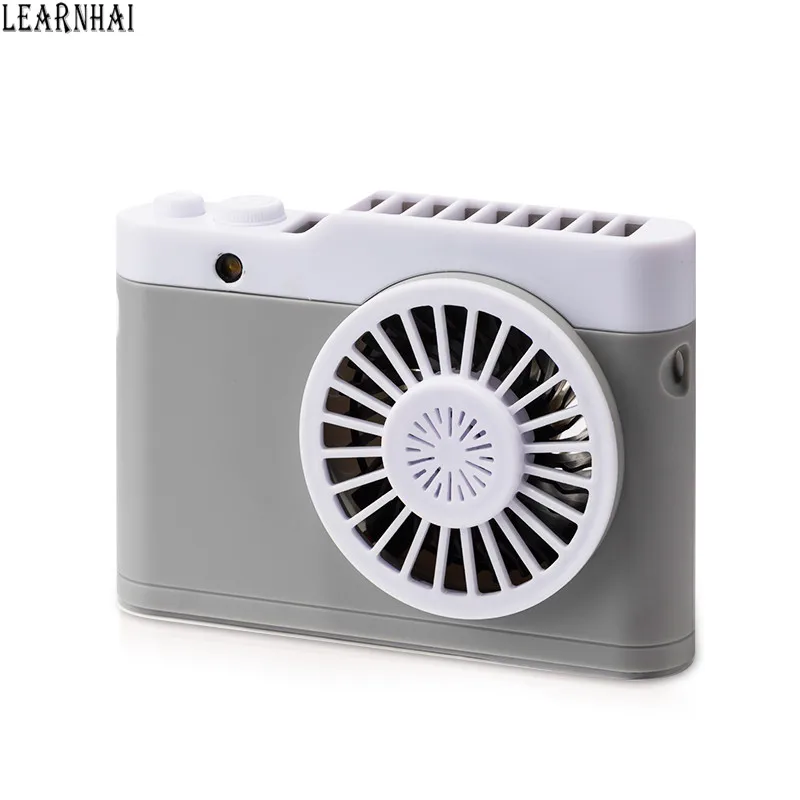 LEARNHAI Новое поступление, камера дизайн висячая Шея перезаряжаемая батарея работает мини электрический настольный вентилятор с коробка для ароматерапии