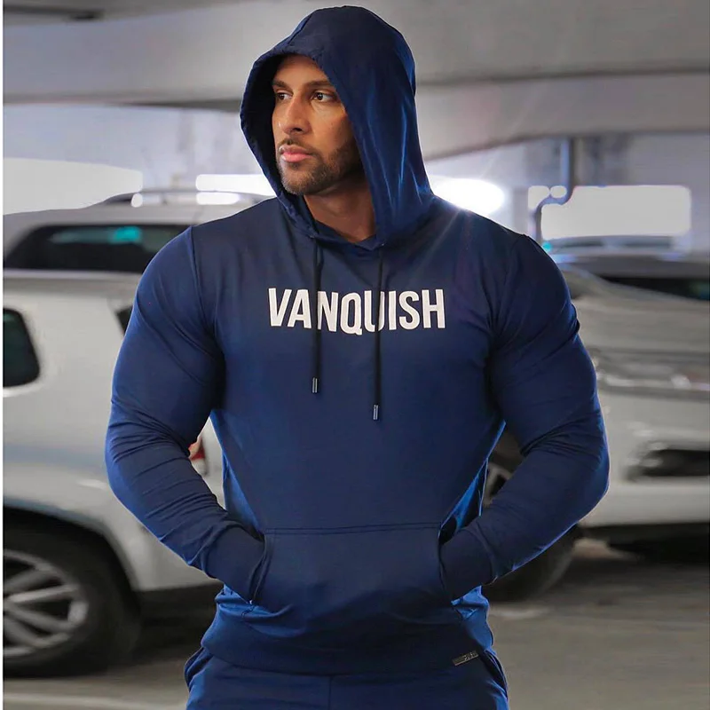 Hooded Sport Jacket Men Solid Running Jogging Jacket Training Fitness Clothing Gym Coat Hoody Sweatshirts Bodybuilding Pullovers