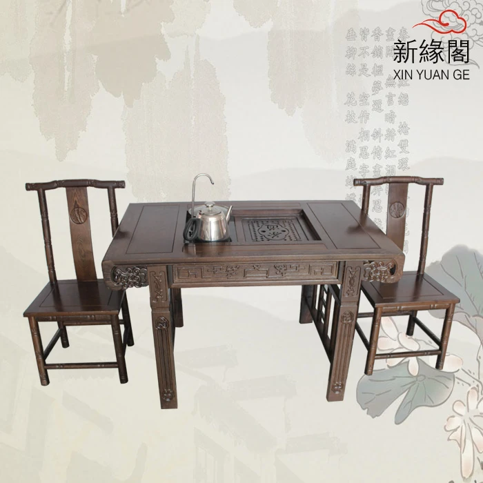 Wenge kung fu tea table Five-piece tea sets tea tables and chairs combination of Ming and Qing classical mahogany wood coffee ta