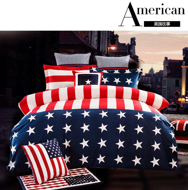 American Memory Velour Bedclothes Usa Us Flag Bedding Stars And