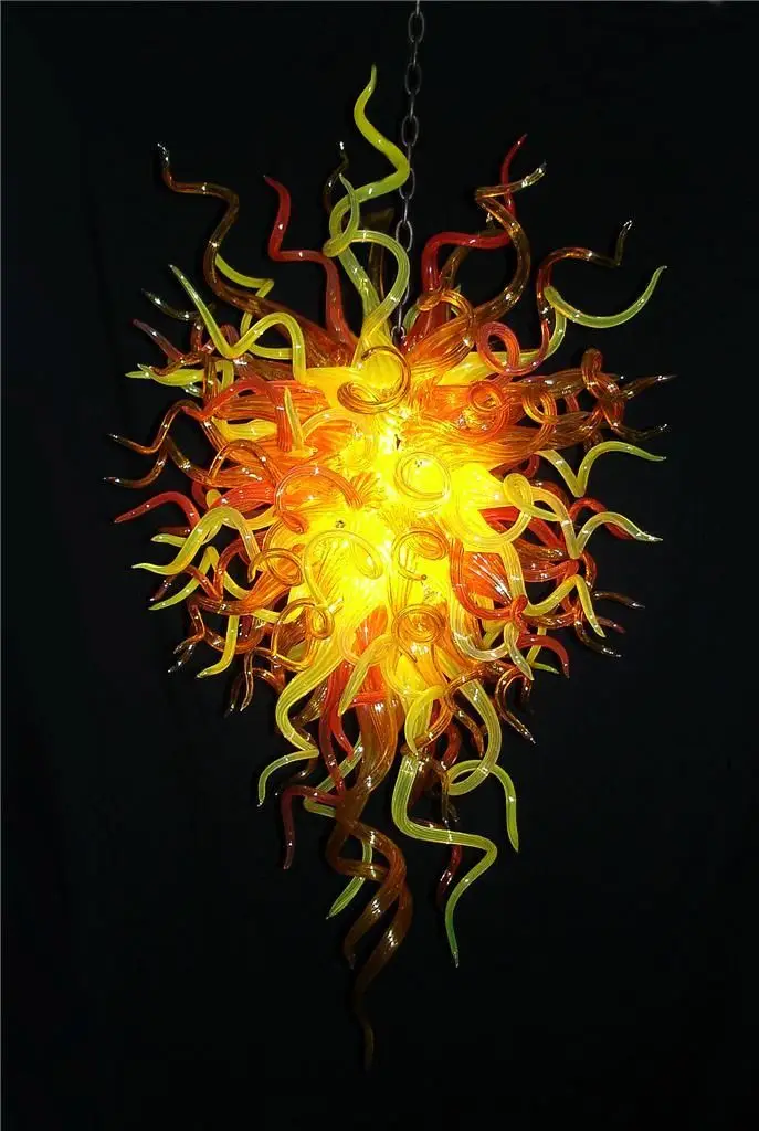 

Antique Style Chandelier Long Shape LED Light Source Chihuly Style Hand Blown Glass Vintage Chandelier