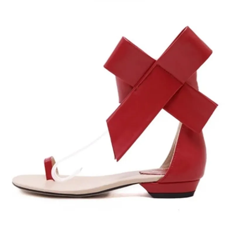 

2018 summer new large bow flat sandals flower hollow shoes clip toe
