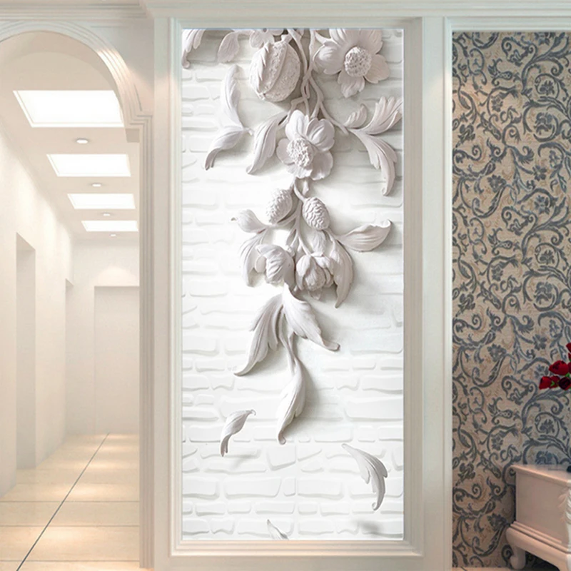 3D White Plaster Floral Emboss Ceiling Mural Self-adhesive Removable 333--JN 