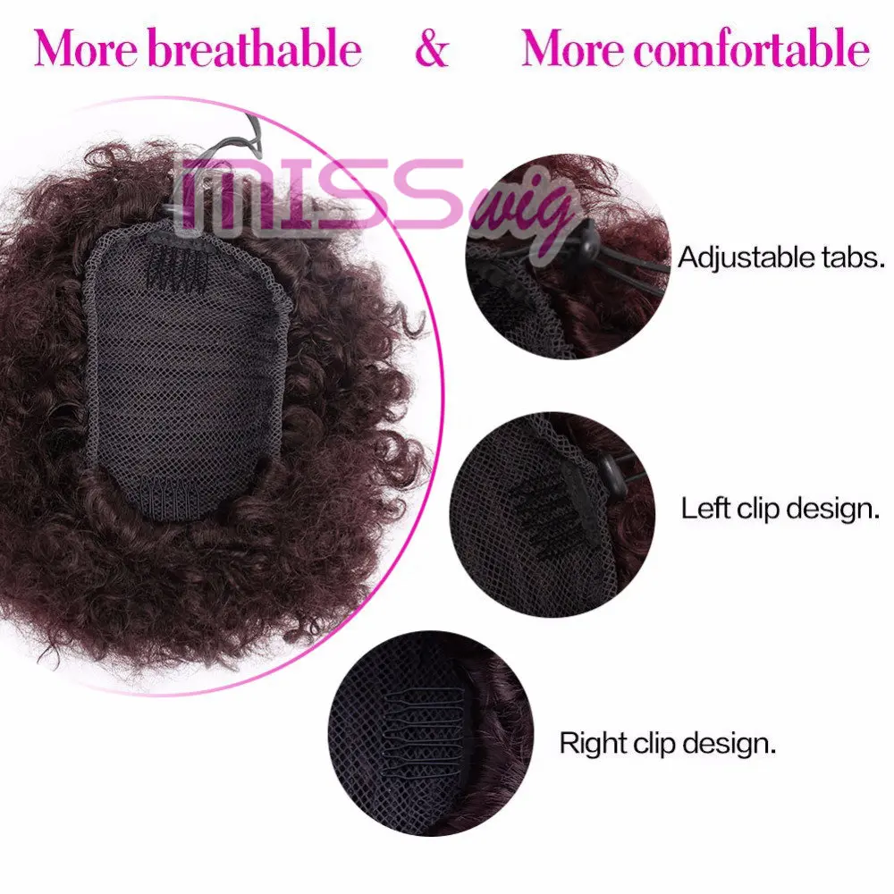 MISS WIG Short Curly Ponytail Drawstring High Puff Clip In Hair Extenssions Synthetic African American Afro Hairsstyle  (4)