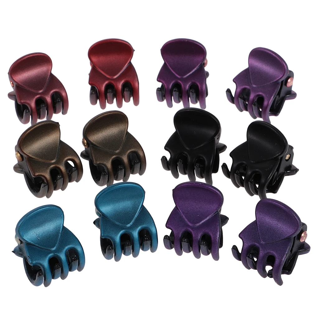 12 Pieces/ Lot Resin Lady Girl Mini Hair Resin Claws Clamps Clips Hair Grips for Holding Hair up and Styling
