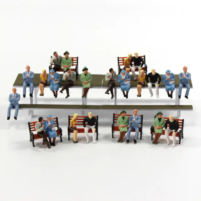 P4802 24 pcs All Seated Figures O scale 1:48 Painted People Model Railway NEW
