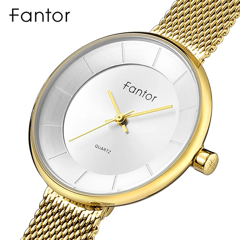 

Fantor Women Watch Elegant Fashion Top Brand Luxury Small Wristwatch Ladies Dress Waterproof Gold Mesh Quartz Watch for Women