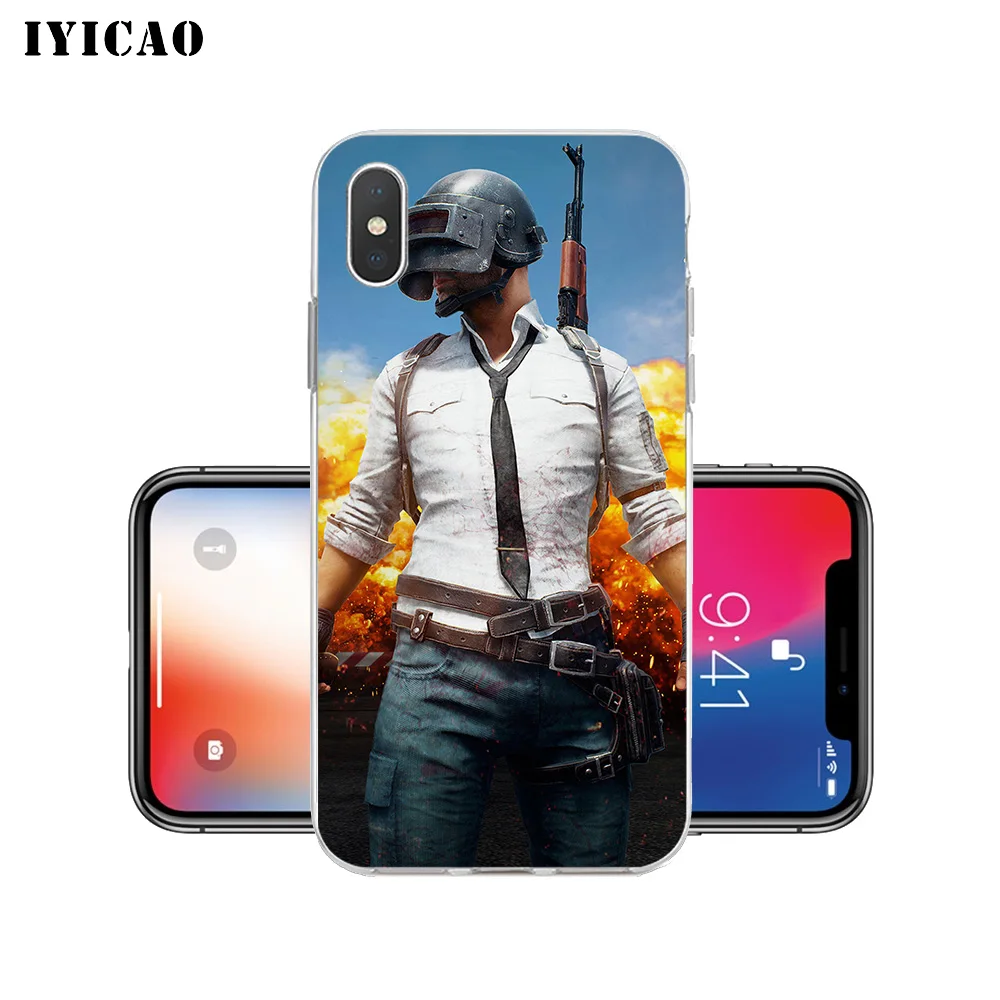 IYICAO PUBG игровой Мягкий силиконовый чехол для iPhone X XR XS MAX 6 6s 7 8 Plus X 5 5S SE TPU чехол