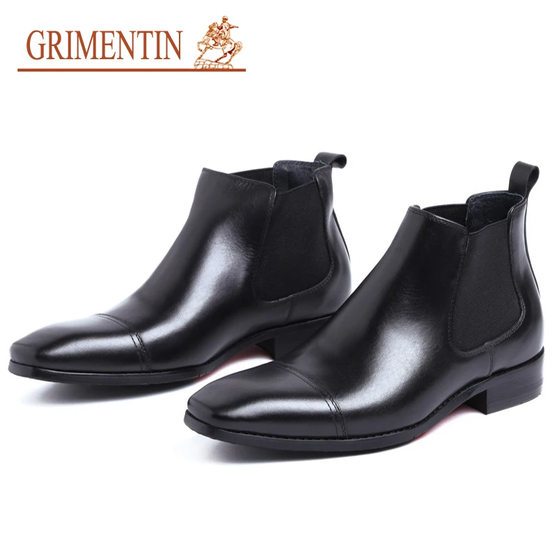 

GRIMENTIN men ankle boots 2019 newest men shoes genuine leather black brown Italian fashion business wedding male boots