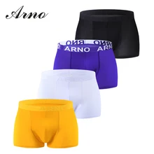 ARNO мужские удобные 4 шт/партия брендовые новые Боксеры Шорты мягкие трусы мужские однотонное нижнее белье сексуальные мужские Cuecas, MTU50901-4L