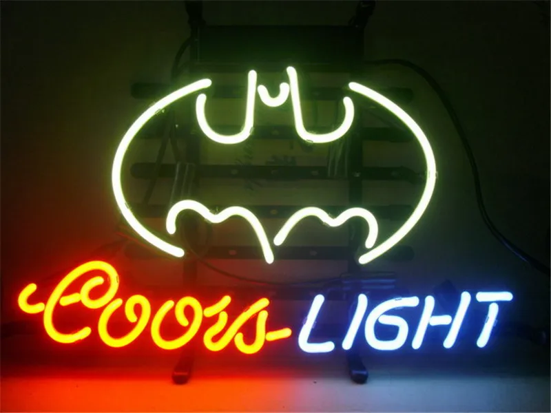 

NEON SIGN For COORS LIGHT BATMAN Signboard REAL GLASS BEER BAR PUB display Restaurant Shop outdoor Light Signs 17*14