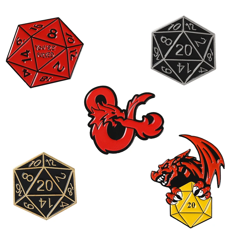 

Dungeons and Dragons Enamel pin D20 DnD 20 sided dice Game Brooch Backpack Clothes Lapel Pin Button Badge Pins for women men