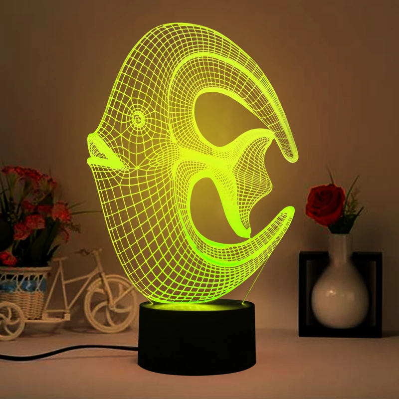 

USB Amusing 3D Fish Shape Nightlights Multi-colors Three-dimensional Table Lamp for Baby Bedroom Lights