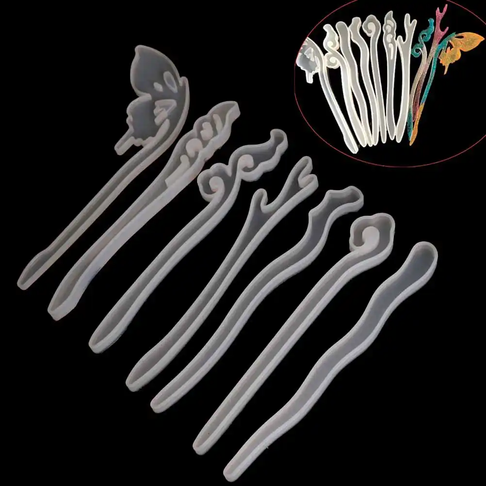 Xuebai Tocado de las mujeres DIY Conjunto de moldes de resina epoxi Molde de horquilla de silicona Moldes para hacer joyas de cabello para ni/ñas