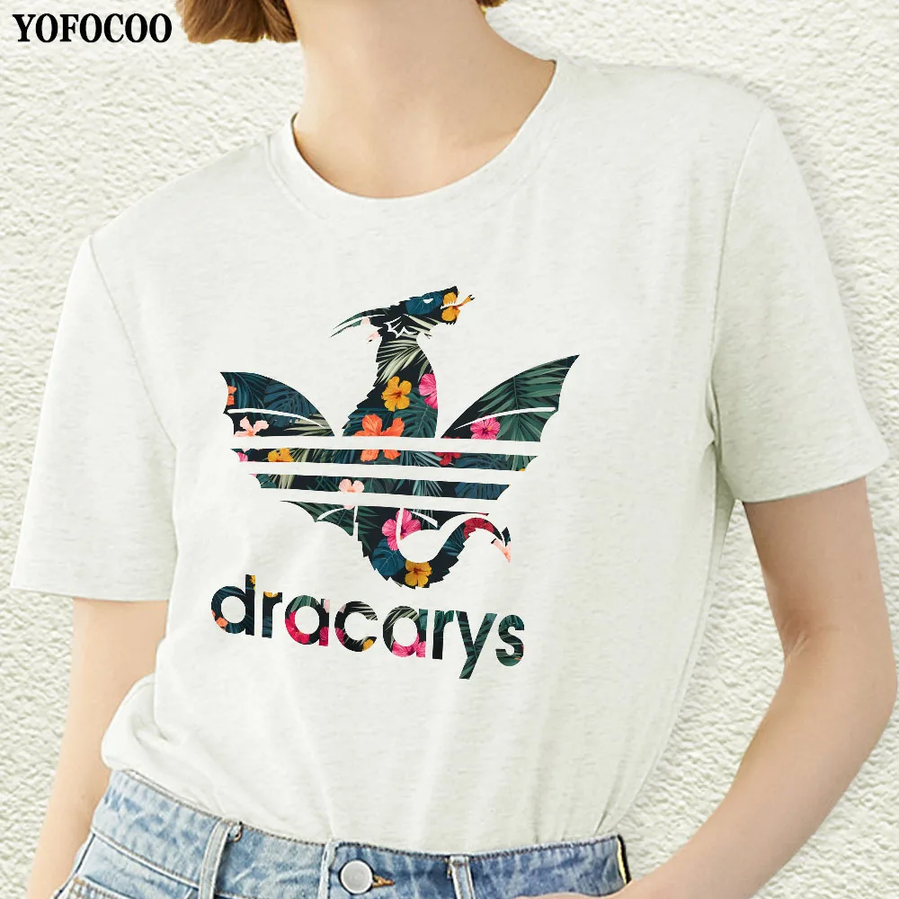 

YOFOCOO Dracarys Summer Top Tees Game of Thrones Print Casual Fashion T-shirt Women Plug Size Casual T-shirt Short Sleeve