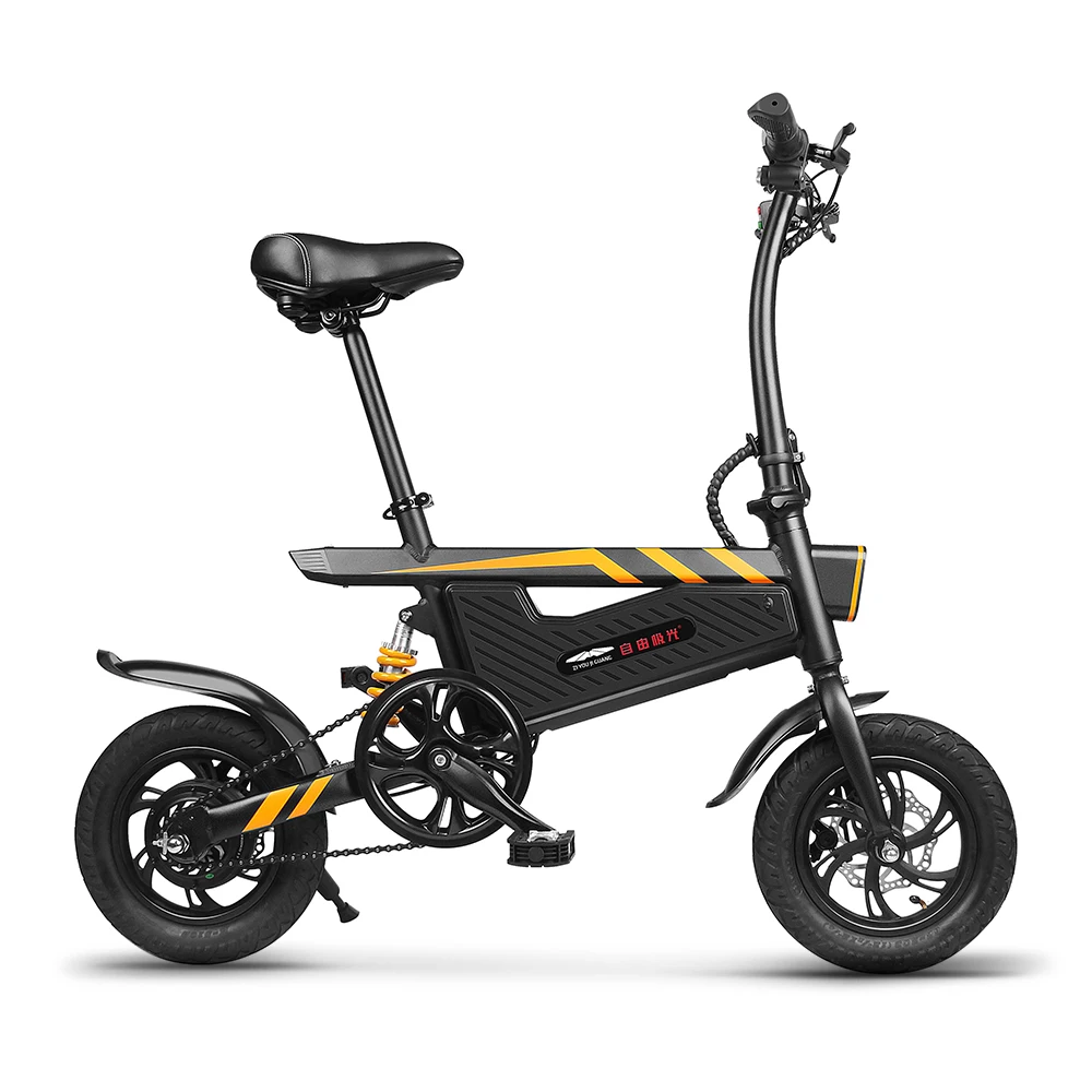 12-дюймовый складной Мощность помочь Электрический велосипед для е-байка 250 Вт мотор мини-Электрический велосипед двойной диск тормозной Смарт Электрический велосипед - Цвет: Черный