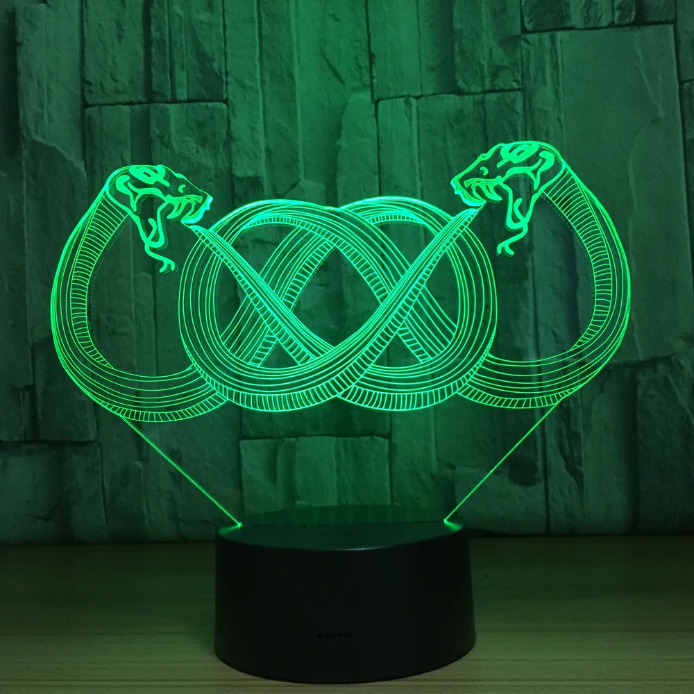 Серийная Змея 3D иллюзия ночник светодиодный USB настольная лампа 3D лампа для домашнего декора 7 цветов изменить атмосферу лампа