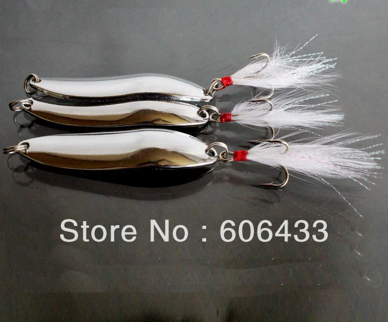 10PCS Fishing Spoon Lure Treble Hook Spinner baits golden color 14gin