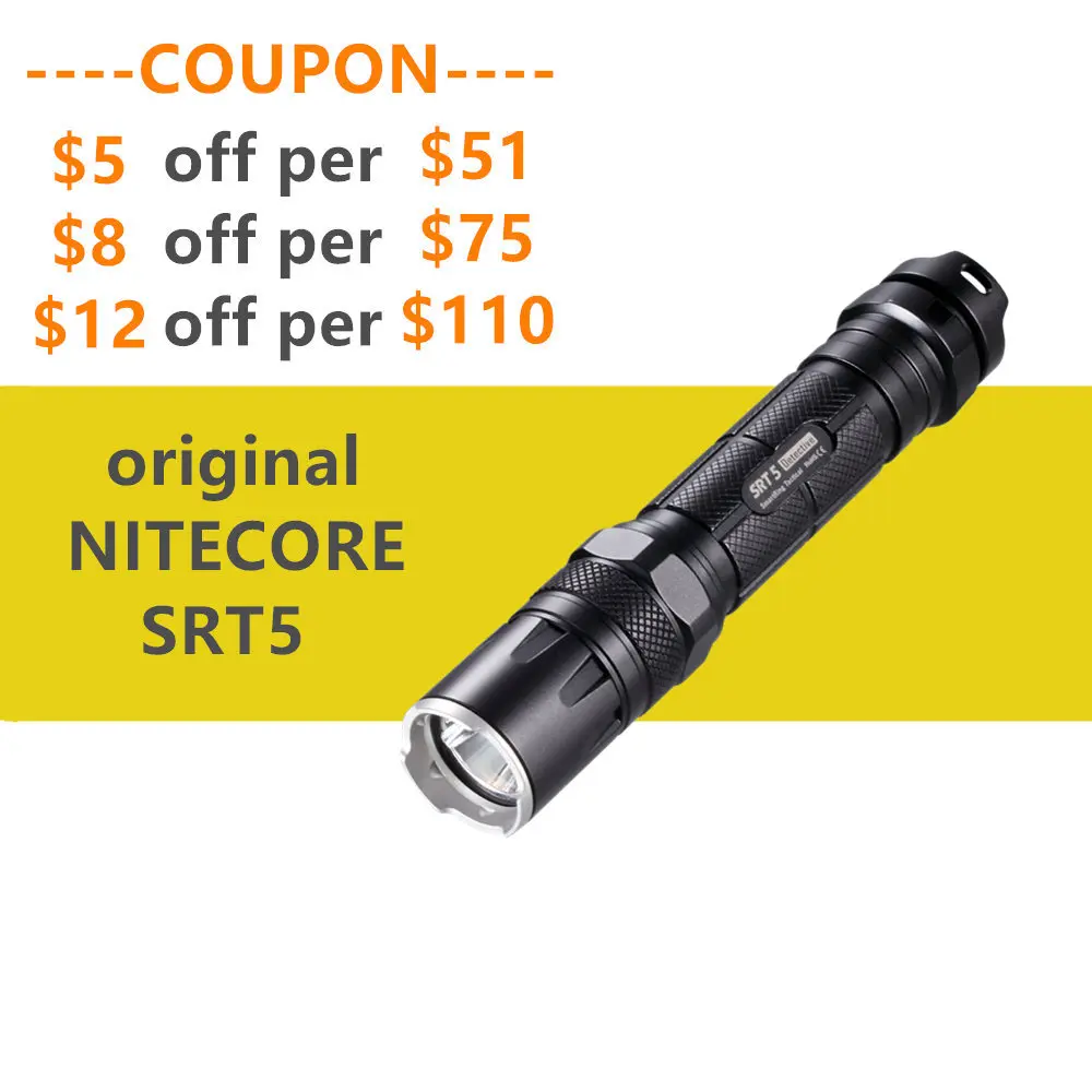 Nitecore SRT5 CREE XM-L(XM-L2 T6) 750 лм смарт-кольцо водонепроницаемый перезаряжаемый светодиодный тактический фонарь