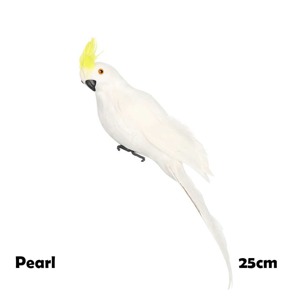 1 шт. 25/35 см, ручная работа, имитация попугая Творческий перо газон Статуэтка орнамент «Птицы» сад птица Опора украшения Миниатюрный - Цвет: pearl