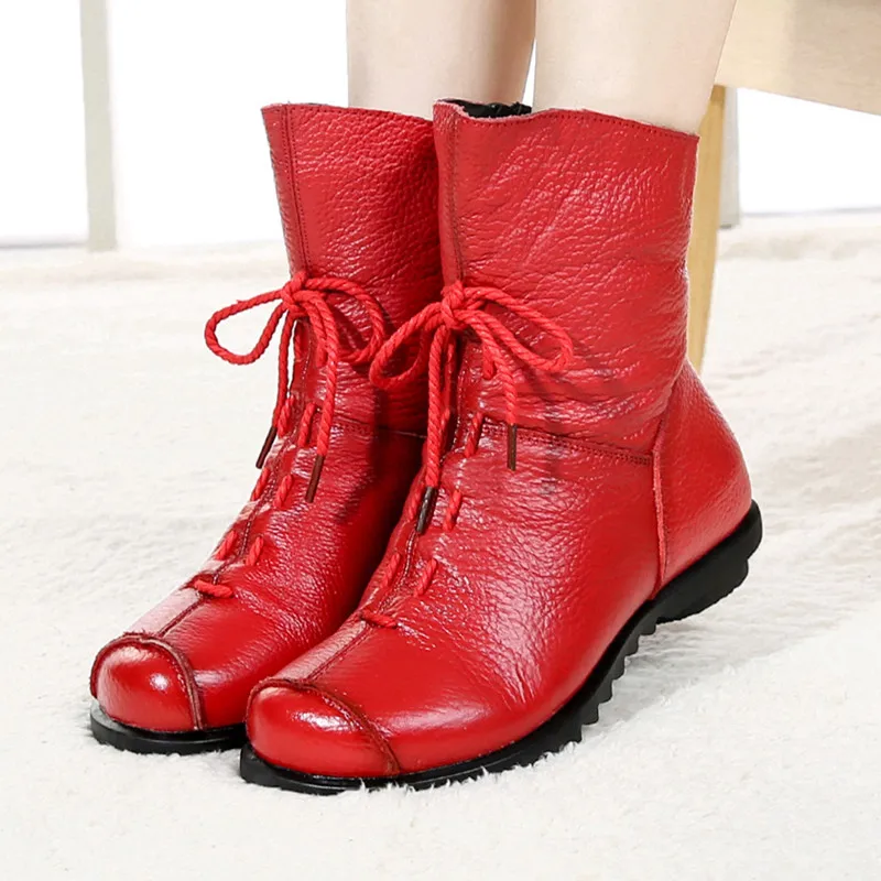 Skup MCCKLE damskie botki Plus rozmiar jesienne buty na niskim obcasie platforma Casual kobieta krótki but koronka Up Fold buty damskie