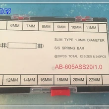 Ассортимент 240 шт., штырьки для наручных часов 1,0 мм, супер тонкий двойной фланец, пружинный стержень из нержавеющей стали 6~ 24 мм