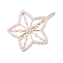 Заколки для волос для Новинки для женщин полые полный алмазов пятиконечная звезда жемчужина шпилька для волос с горным хрусталем цветок голову зажим, аксессуар для волос G0508