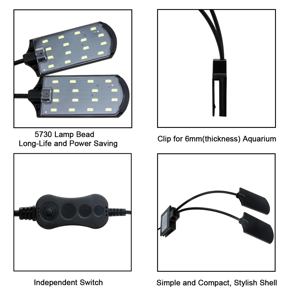 Senzeal Aquarium Light Super bright Aquarium Led Lighting M3/X3/X5/X7/X9 Clip-on Slim Fish LED Lamp 220V/110V Fish Tank LED Lamp