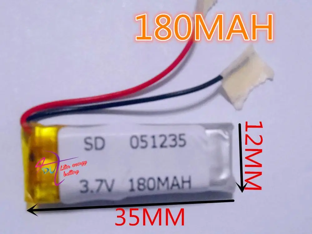 Планшетный аккумулятор MP3 MP4 3 7 V литий полимерный 051235 180MAH Bluetooth гарнитура батарея