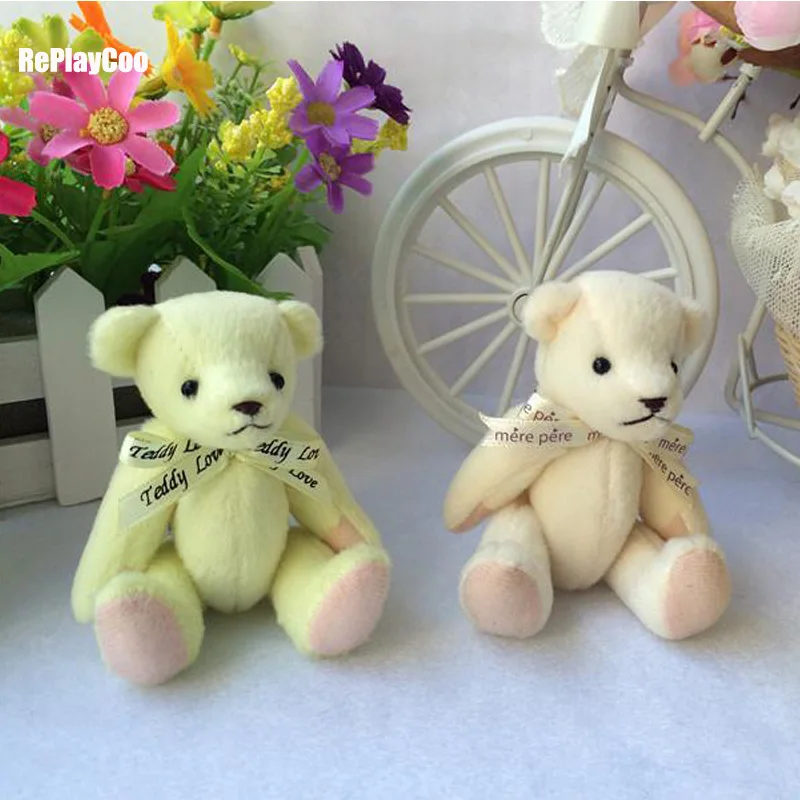 

20pcs/lot Mini Joint Teddy Bear plush toys gummy bears beige 11cm animal gifts for children peluches bicho ursinho de pelucia