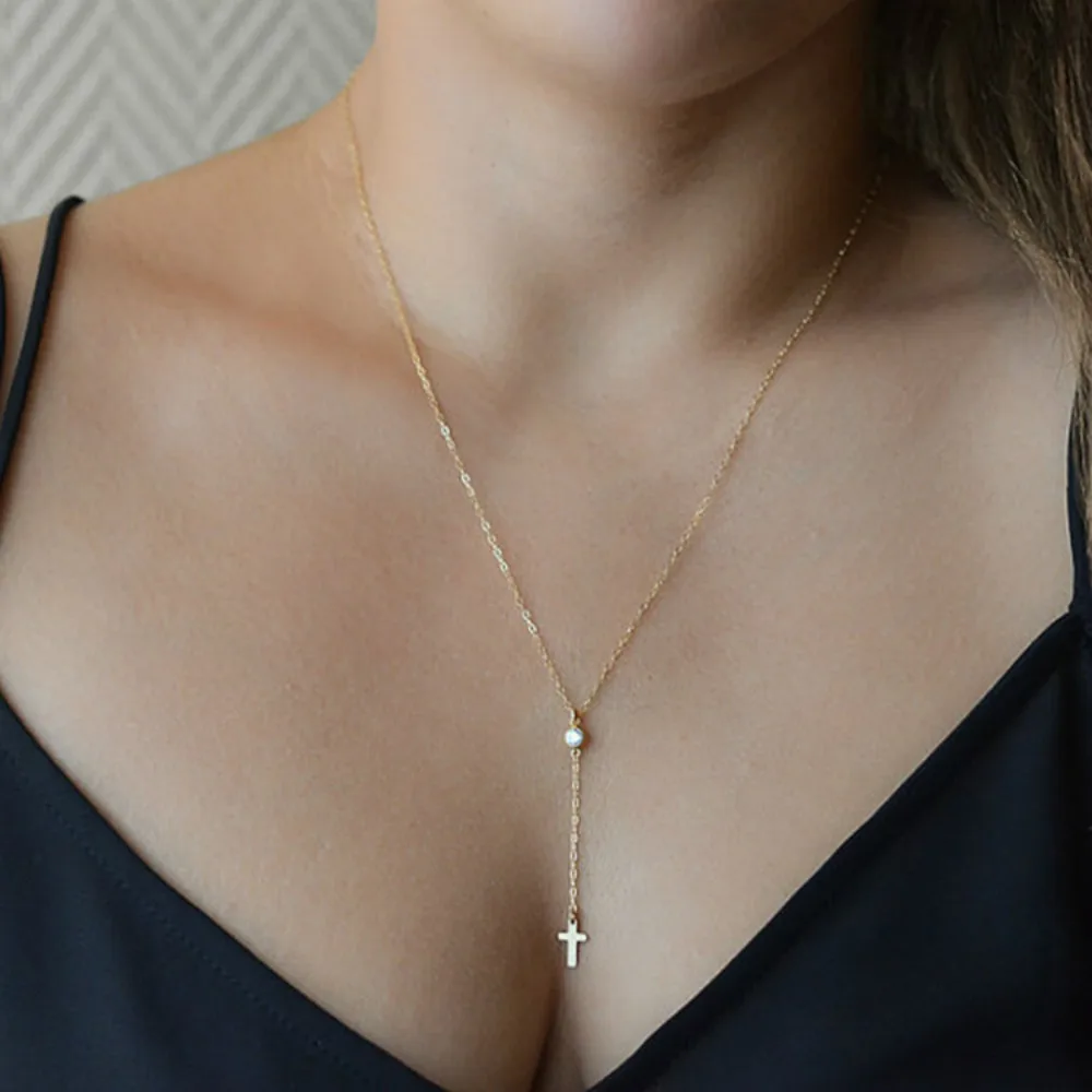

Chain Cross Pendant Necklace Rosary Link Bead Chain Jesus Christ Pendant For Women Jewelry