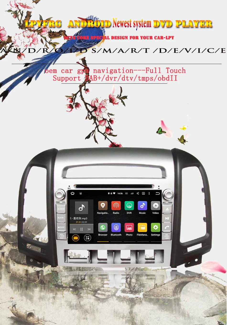1024*600 android 9,0 автомобильный dvd gps плеер 2 DIN для HYUNDAI SANTA FE santafe 2006-2012 навигационное радио головное устройство 4G мультимедиа