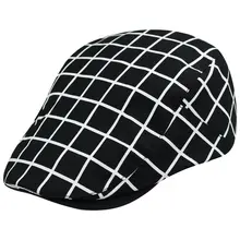 Весна Осень взрослый художник черный белый синий плед хлопоковый берет плоские кепки шапки жаккардовые сетки для женщин мужчин унисекс регулируемые