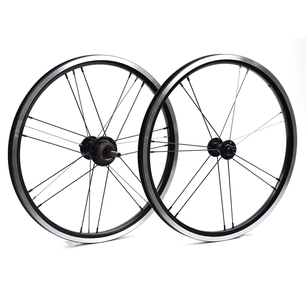 

Ultralight bike Wheels 1-3 Speed 16 x1 3/8" ( 349 ) Rear& Front for Brompton Folding Bike wheels black/silver 330g+470g 14H/21H