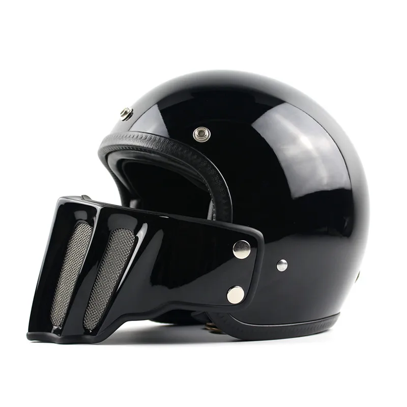 TT& CO шлем японский Томпсон мото rcycle шлем съемный подбородок дух Rider Ретро Мото Кросс шлемы для moto - Цвет: bright black