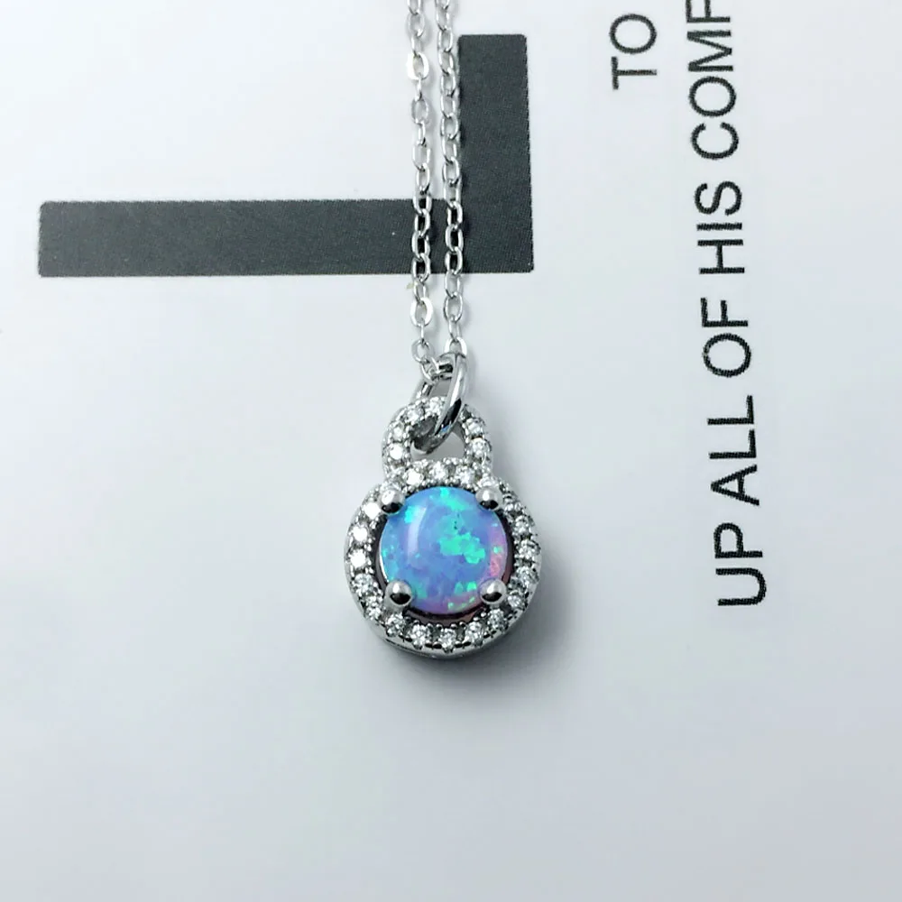 Дизайнерское ожерелье с подвеской в виде замка из 925 пробы серебра, кубический цирконий и круглый синий, розовый, белый опал, ожерелье для женщин(Lam Hub Fong
